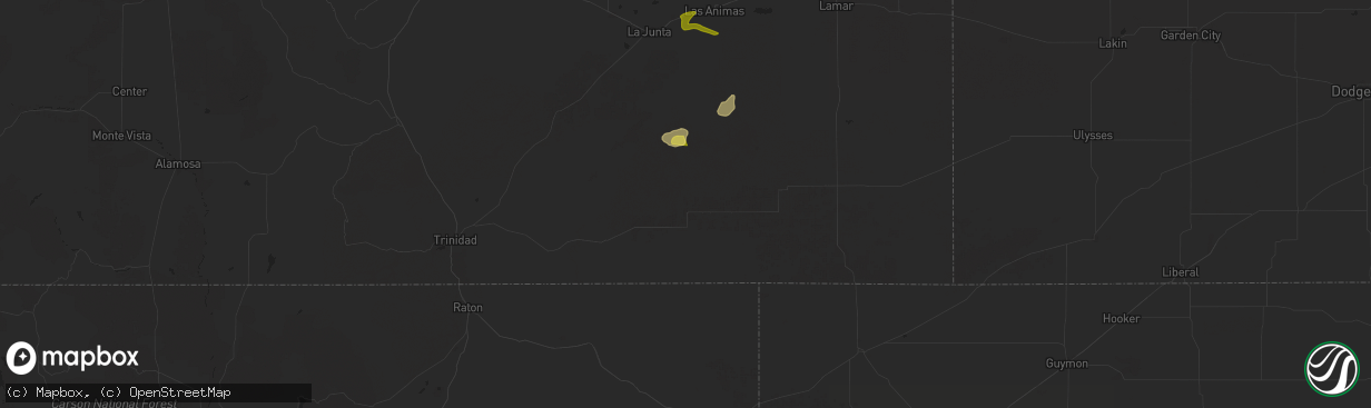 Hail map in Kim, CO on August 12, 2024