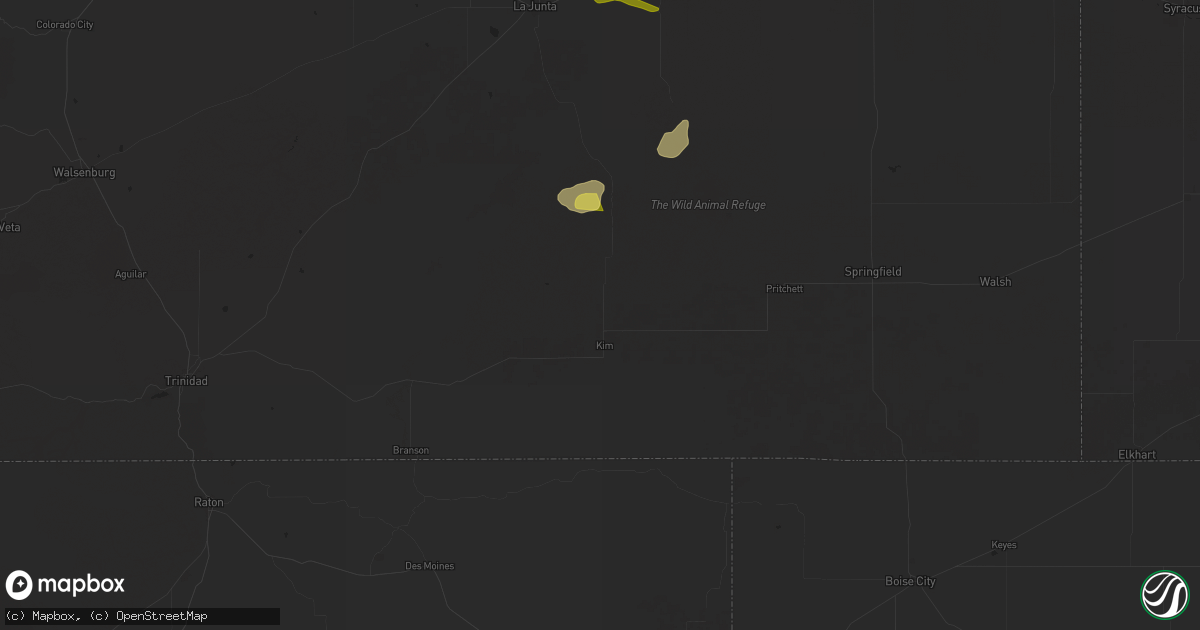 Hail map in Kim, CO on August 12, 2024