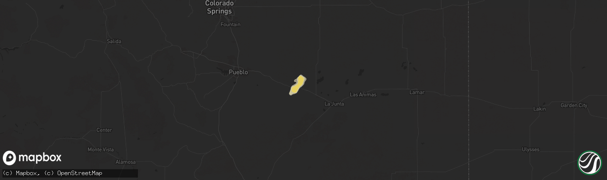 Hail map in Manzanola, CO on August 12, 2024