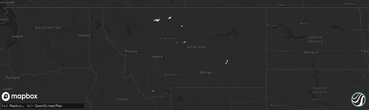 Hail map in Montana on August 12, 2024