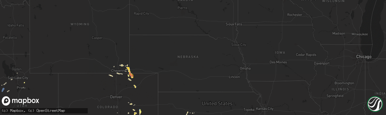 Hail map in Nebraska on August 12, 2024