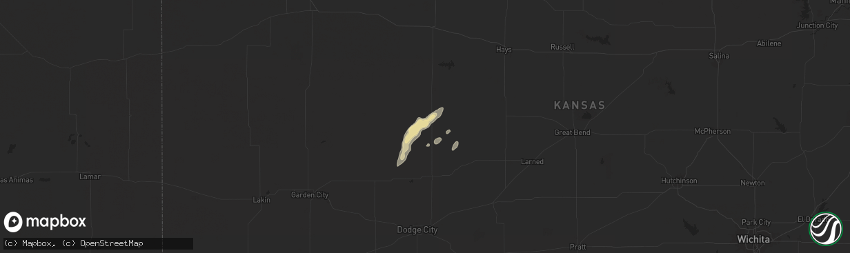 Hail map in Ness City, KS on August 12, 2024