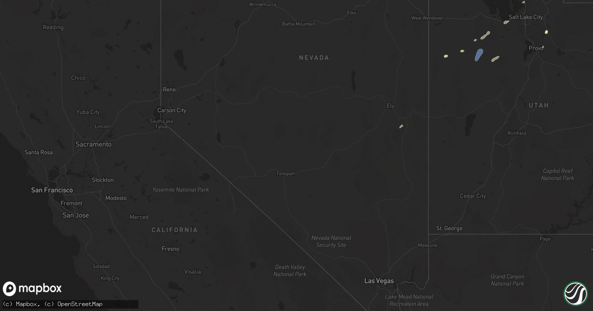 Hail map in Nevada on August 12, 2024