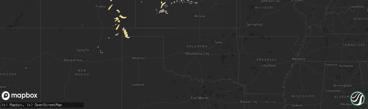 Hail map in Oklahoma on August 12, 2024