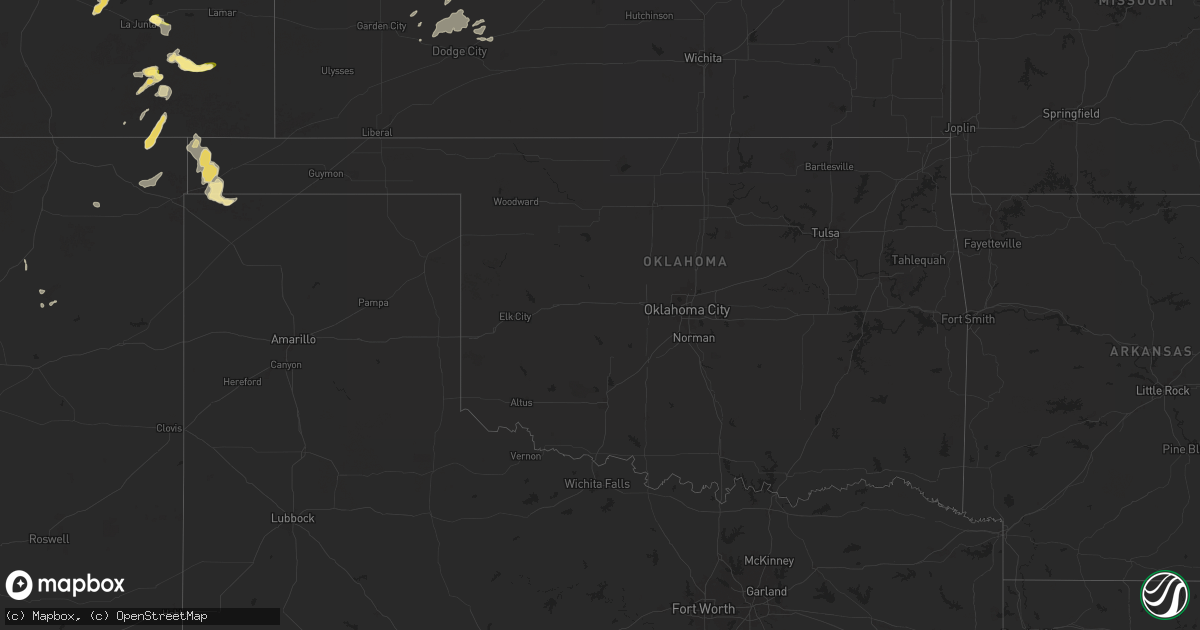 Hail map in Oklahoma on August 12, 2024