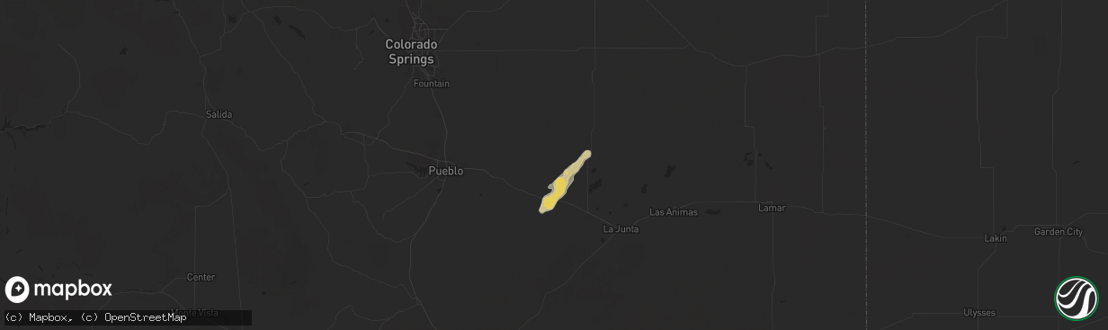 Hail map in Olney Springs, CO on August 12, 2024