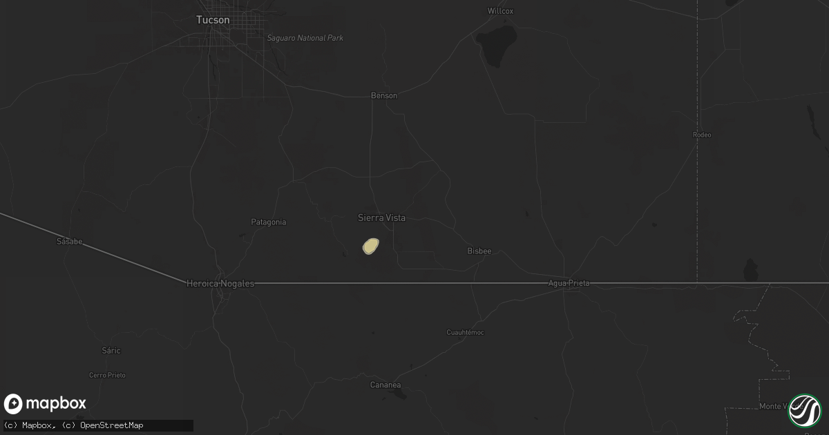 Hail map in Sierra Vista, AZ on August 12, 2024