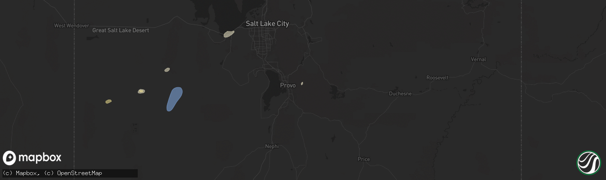 Hail map in Springville, UT on August 12, 2024