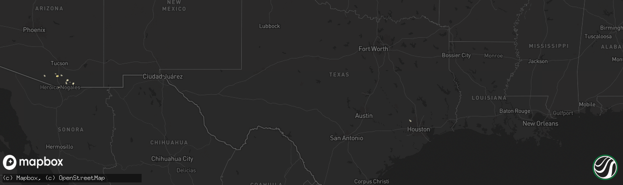 Hail map in Texas on August 12, 2024