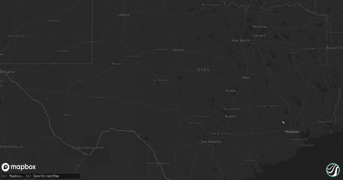 Hail map in Texas on August 12, 2024