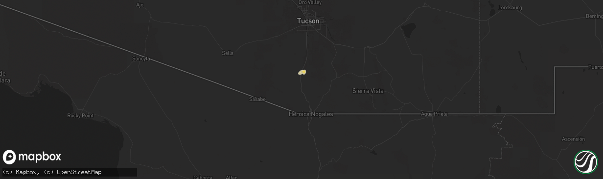 Hail map in Tumacacori, AZ on August 12, 2024