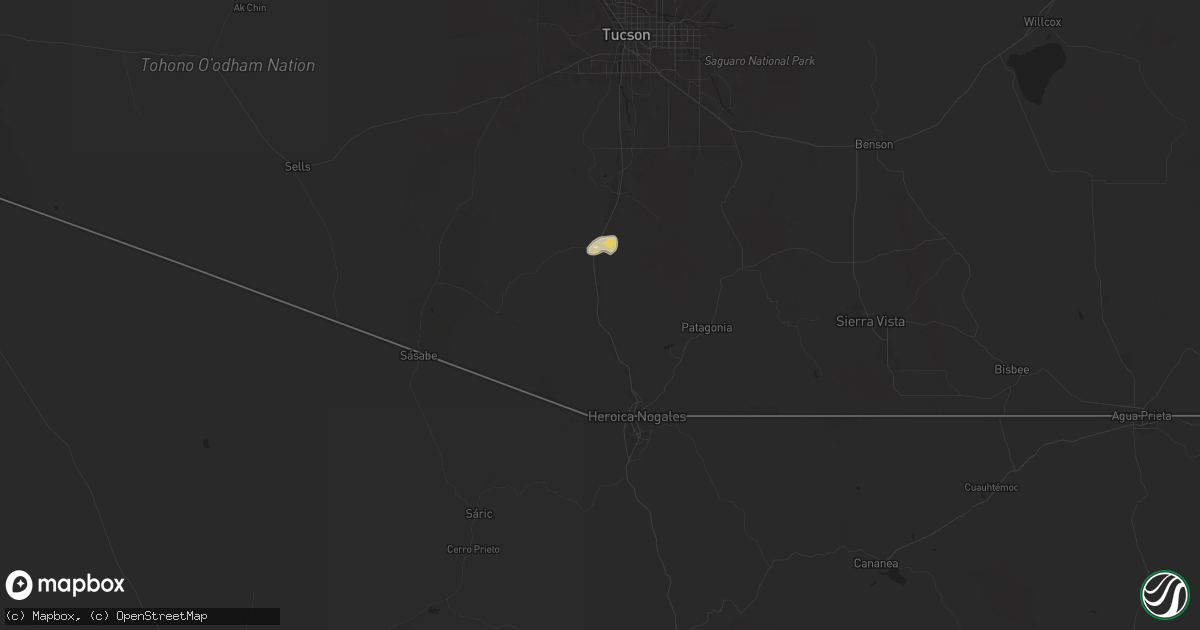 Hail map in Tumacacori, AZ on August 12, 2024