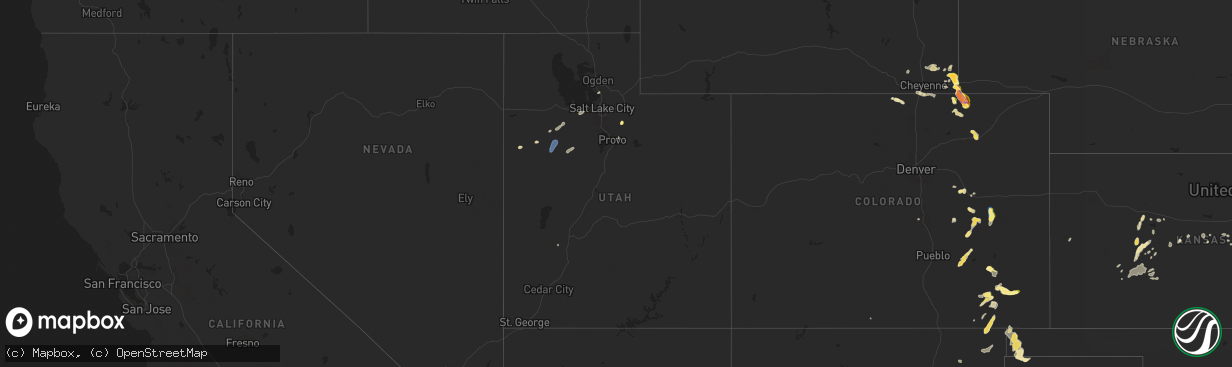 Hail map in Utah on August 12, 2024