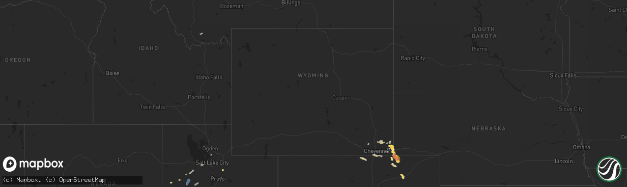 Hail map in Wyoming on August 12, 2024