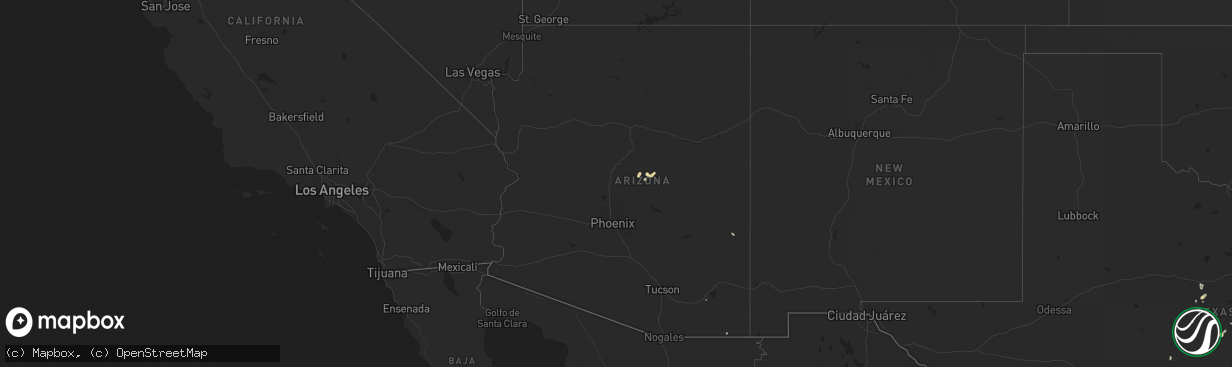Hail map in Arizona on August 12, 2025