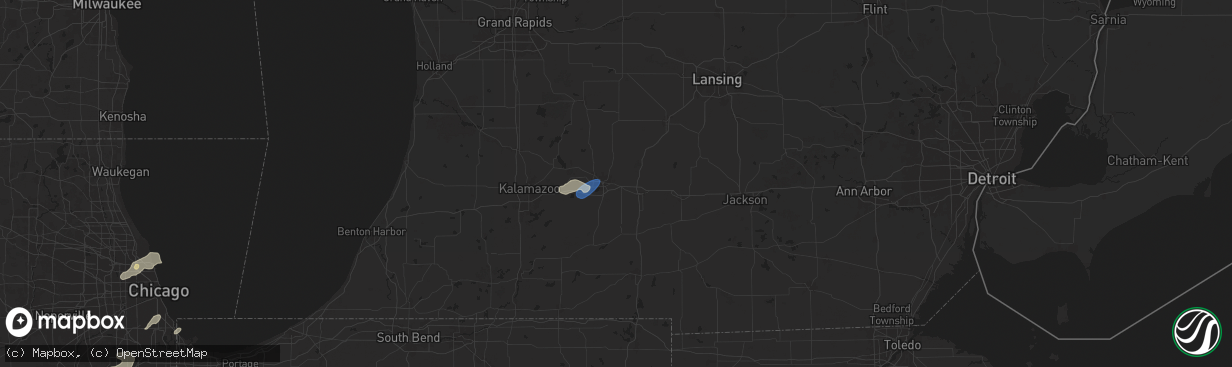 Hail map in Battle Creek, MI on August 12, 2025