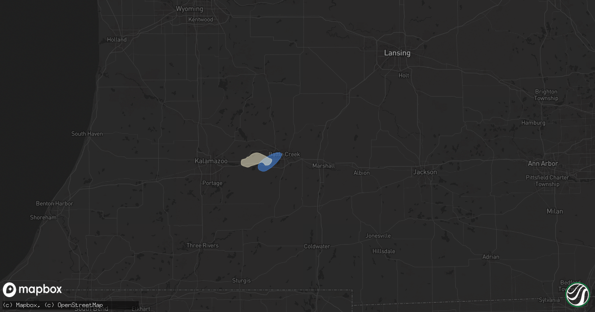 Hail map in Battle Creek, MI on August 12, 2025