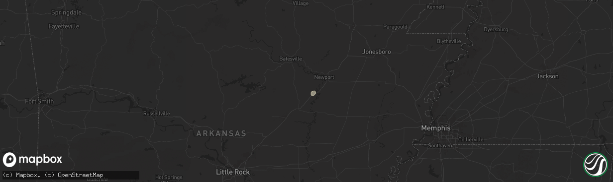 Hail map in Bradford, AR on August 12, 2025