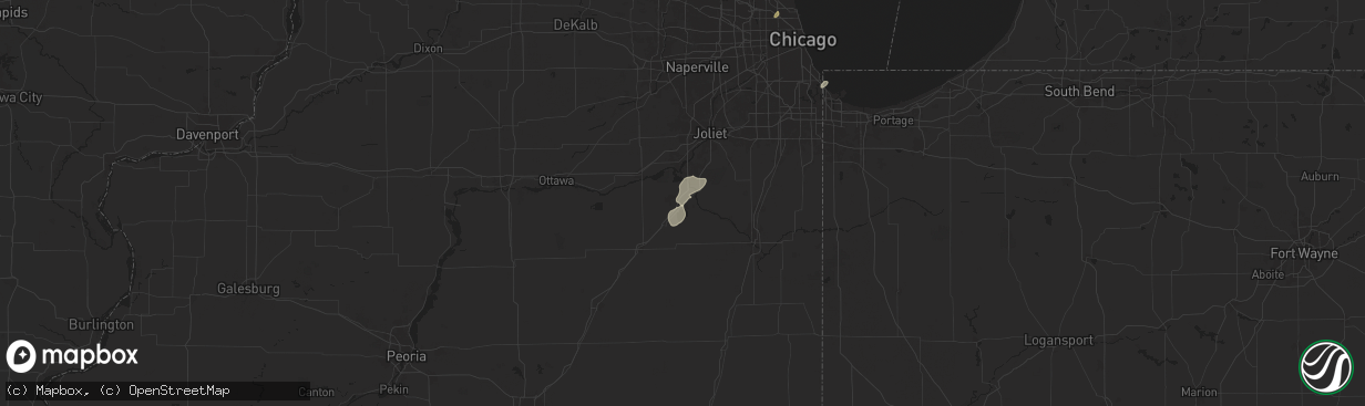 Hail map in Braidwood, IL on August 12, 2025