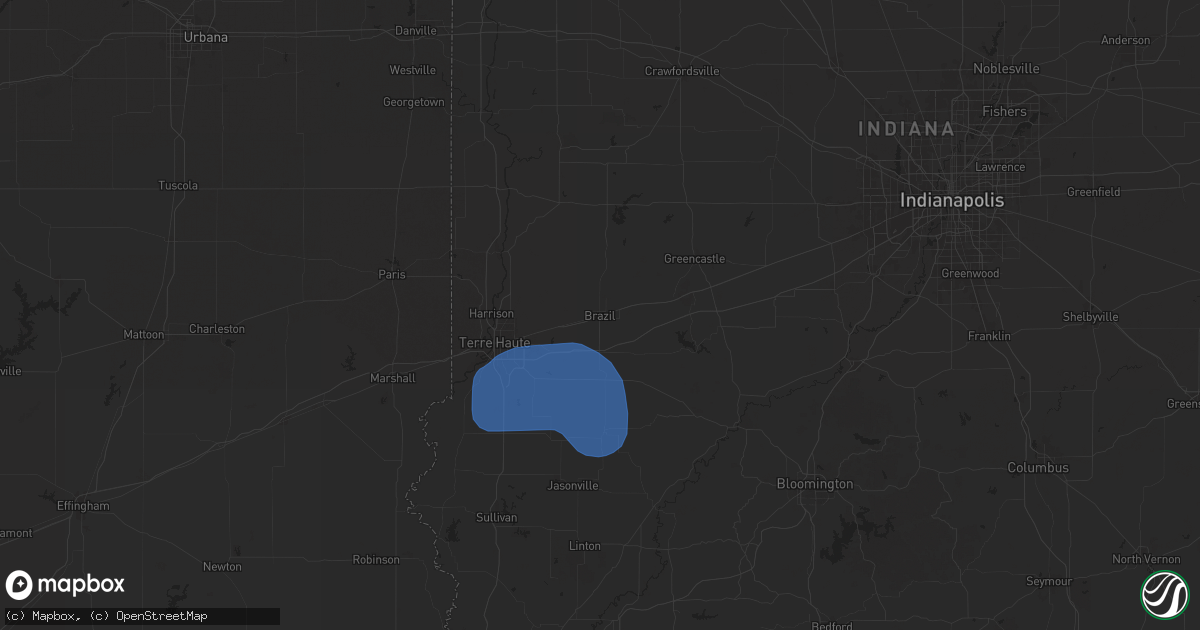 Hail map in Brazil, IN on August 12, 2025