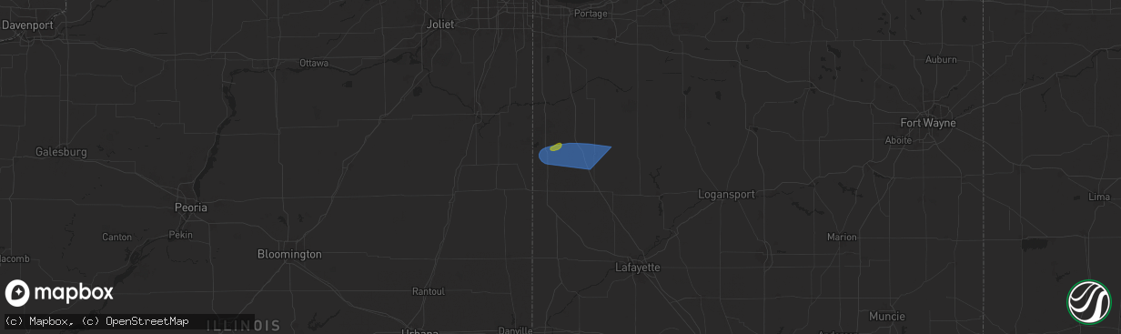 Hail map in Brook, IN on August 12, 2025