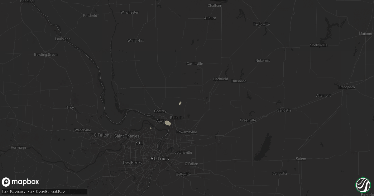 Hail map in Bunker Hill, IL on August 12, 2025