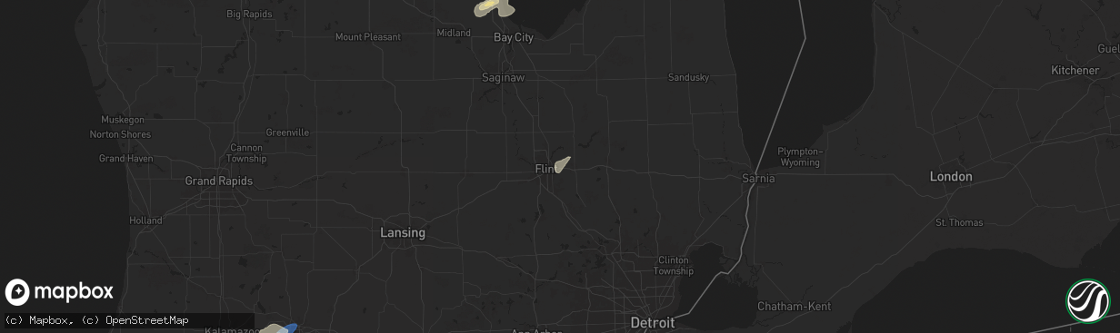 Hail map in Burton, MI on August 12, 2025