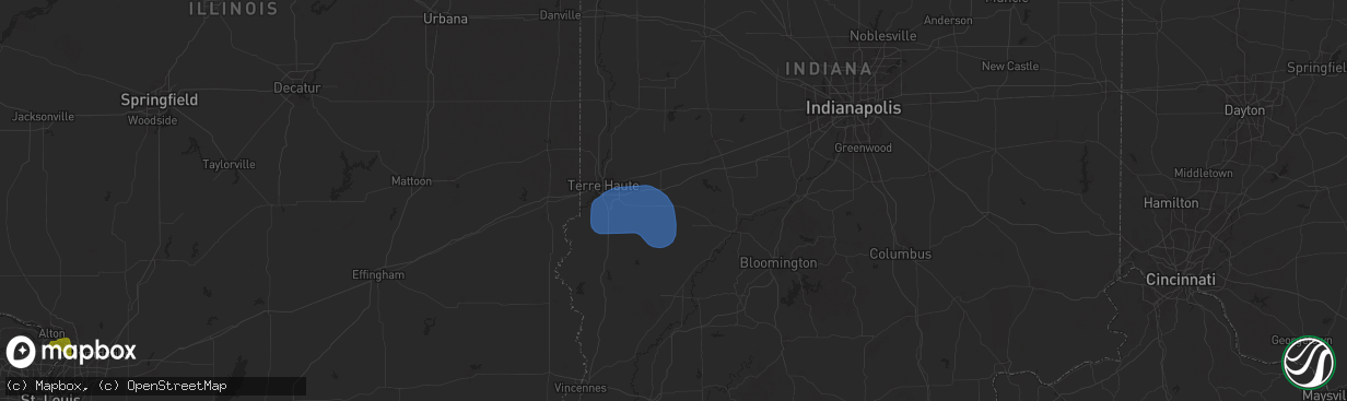 Hail map in Centerpoint, IN on August 12, 2025
