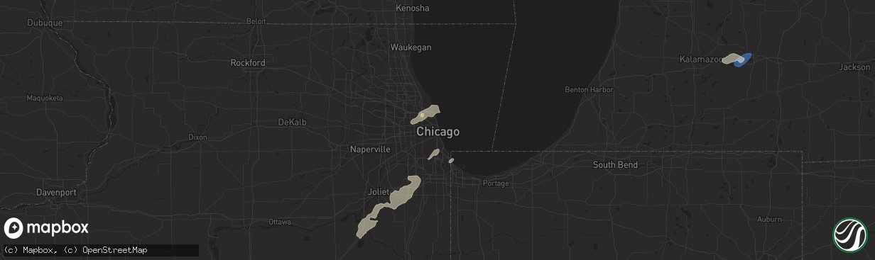 Hail map in Chicago, IL on August 12, 2025