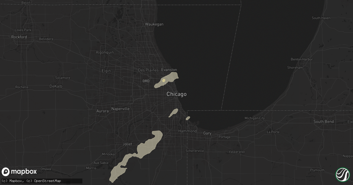 Hail map in Chicago, IL on August 12, 2025