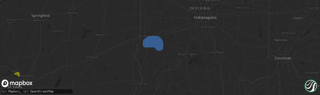 Hail map in Clay City, IN on August 12, 2025