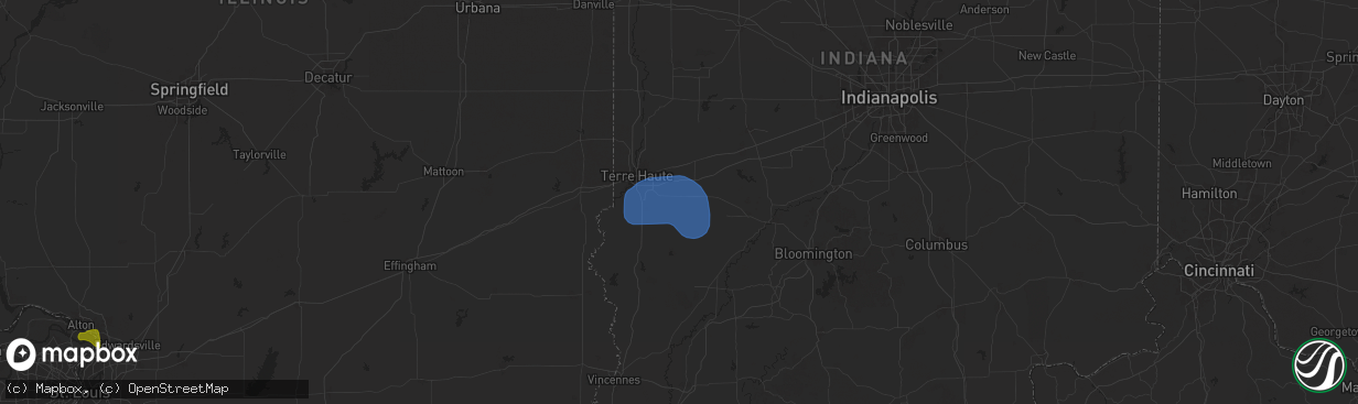 Hail map in Cory, IN on August 12, 2025
