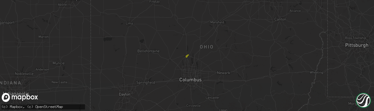 Hail map in Delaware, OH on August 12, 2025
