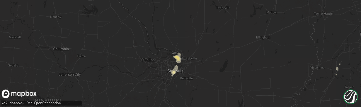 Hail map in East Alton, IL on August 12, 2025