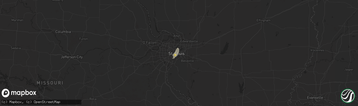 Hail map in East Saint Louis, IL on August 12, 2025
