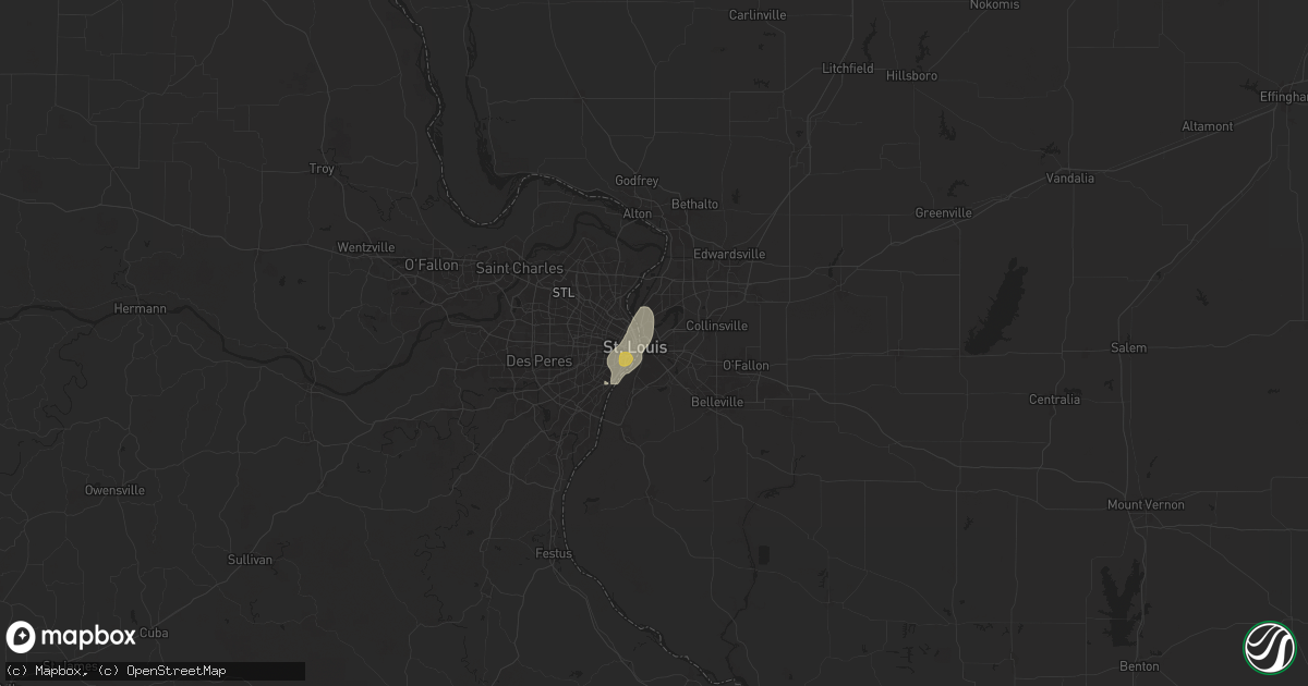 Hail map in East Saint Louis, IL on August 12, 2025