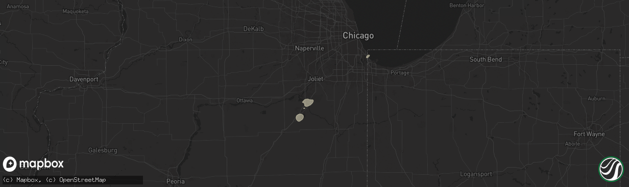 Hail map in Elwood, IL on August 12, 2025