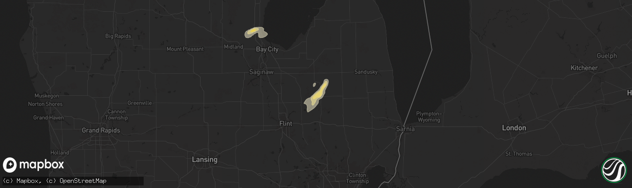Hail map in Fostoria, MI on August 12, 2025