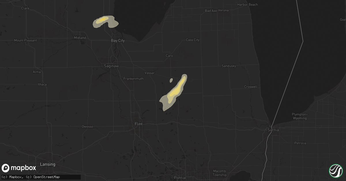 Hail map in Fostoria, MI on August 12, 2025