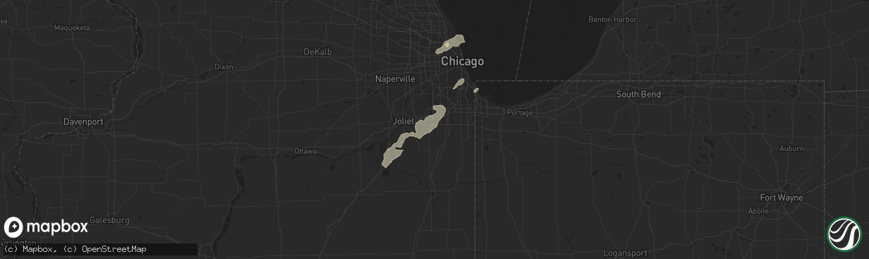 Hail map in Frankfort, IL on August 12, 2025