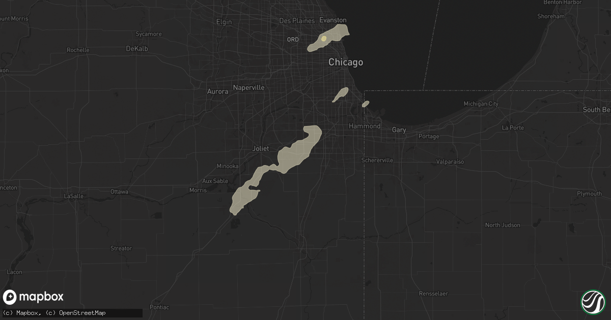 Hail map in Frankfort, IL on August 12, 2025