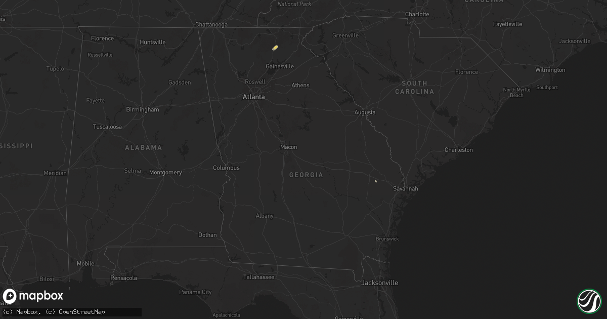 Hail map in Georgia on August 12, 2025