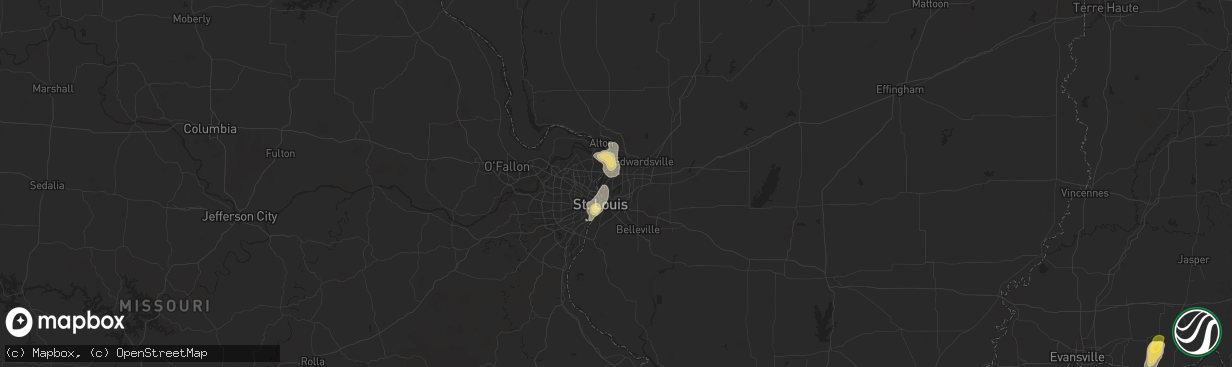 Hail map in Granite City, IL on August 12, 2025