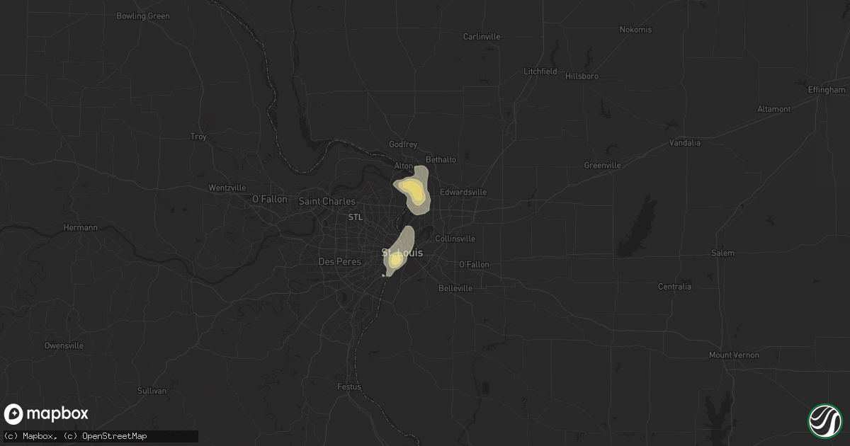 Hail map in Granite City, IL on August 12, 2025