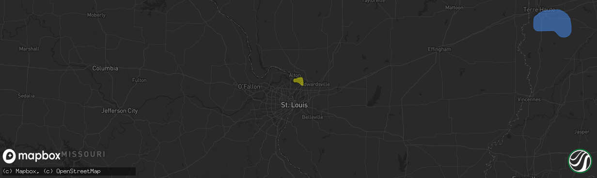 Hail map in Hartford, IL on August 12, 2025