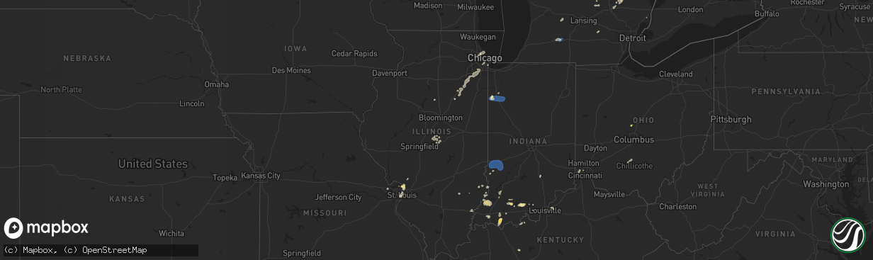 Hail map in Illinois on August 12, 2025