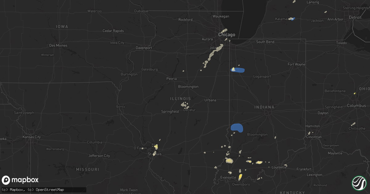 Hail map in Illinois on August 12, 2025