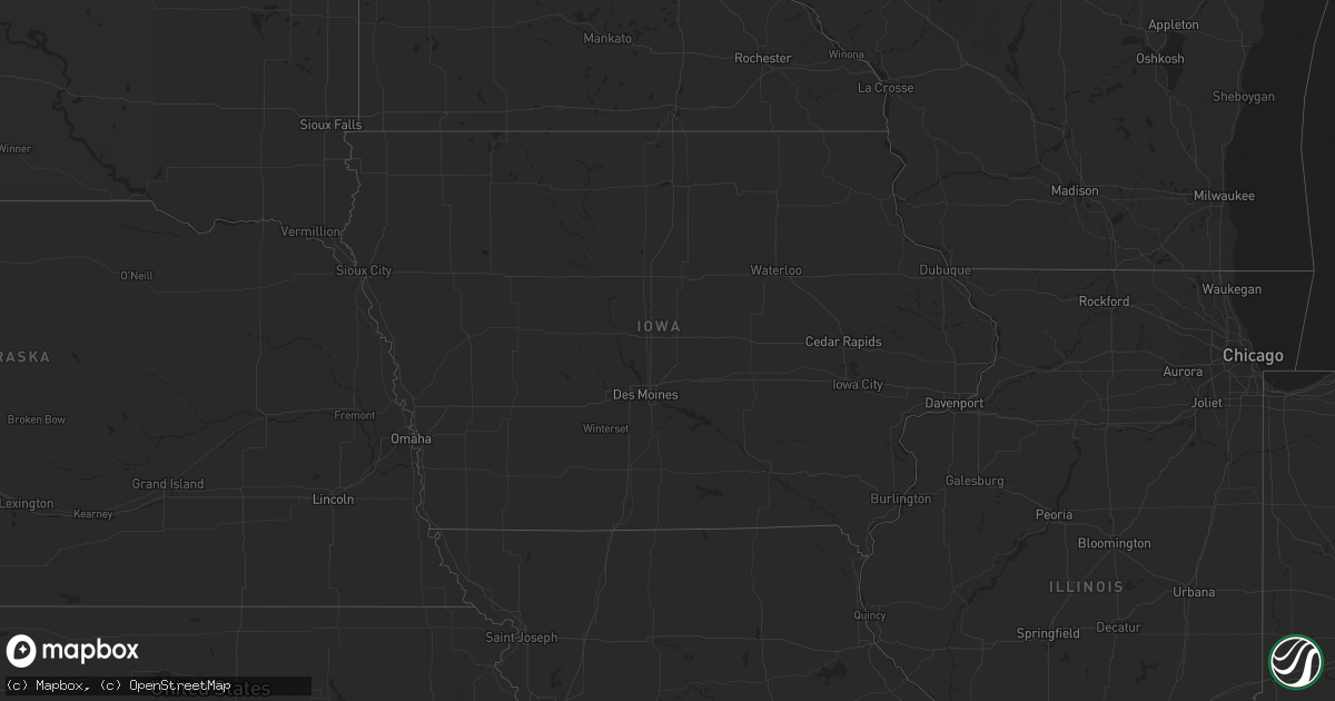 Hail map in Iowa on August 12, 2025