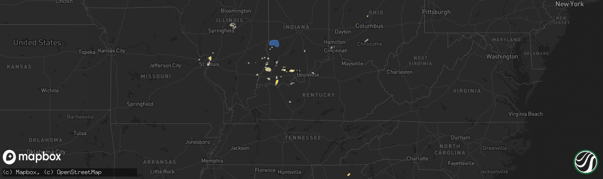 Hail map in Kentucky on August 12, 2025