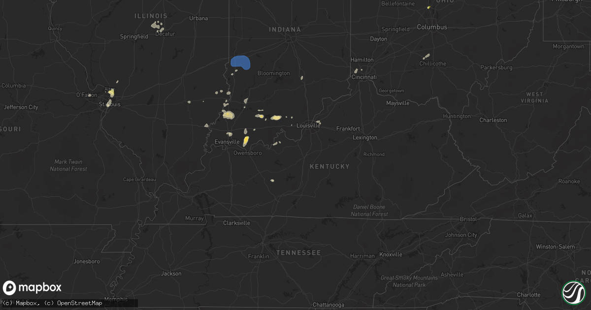Hail map in Kentucky on August 12, 2025